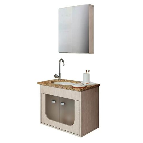 Conjunto Gabinete para Banheiro Suspenso Siena Bianco de 60cm GAAM